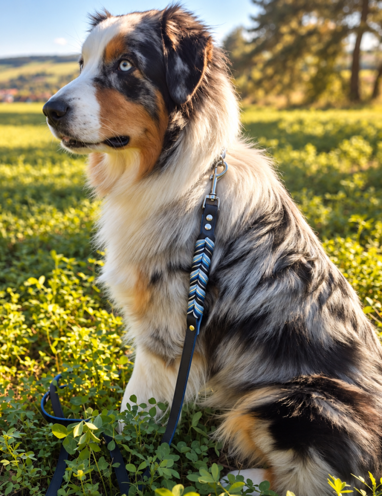 Leinen Fettleder Halsband geflochten